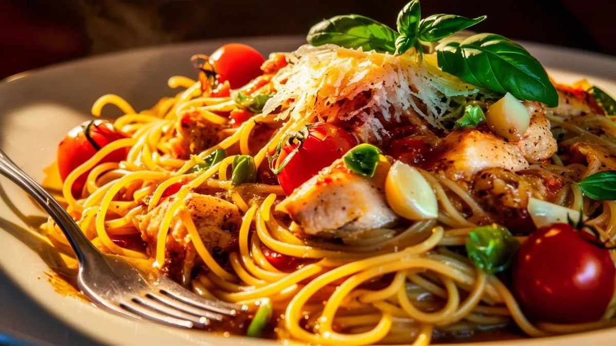 Italské špagety s kuřecím masem