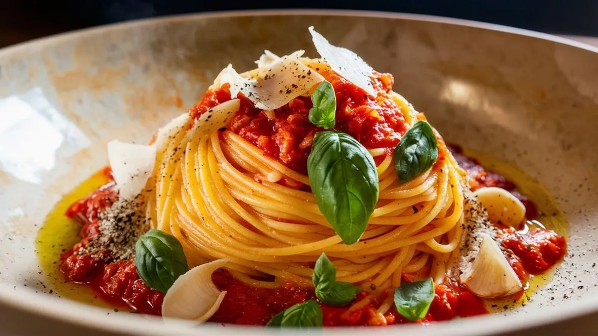 Italské špagety s rajčaty