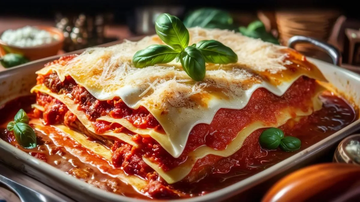 italské lasagne s italem v kuchyni