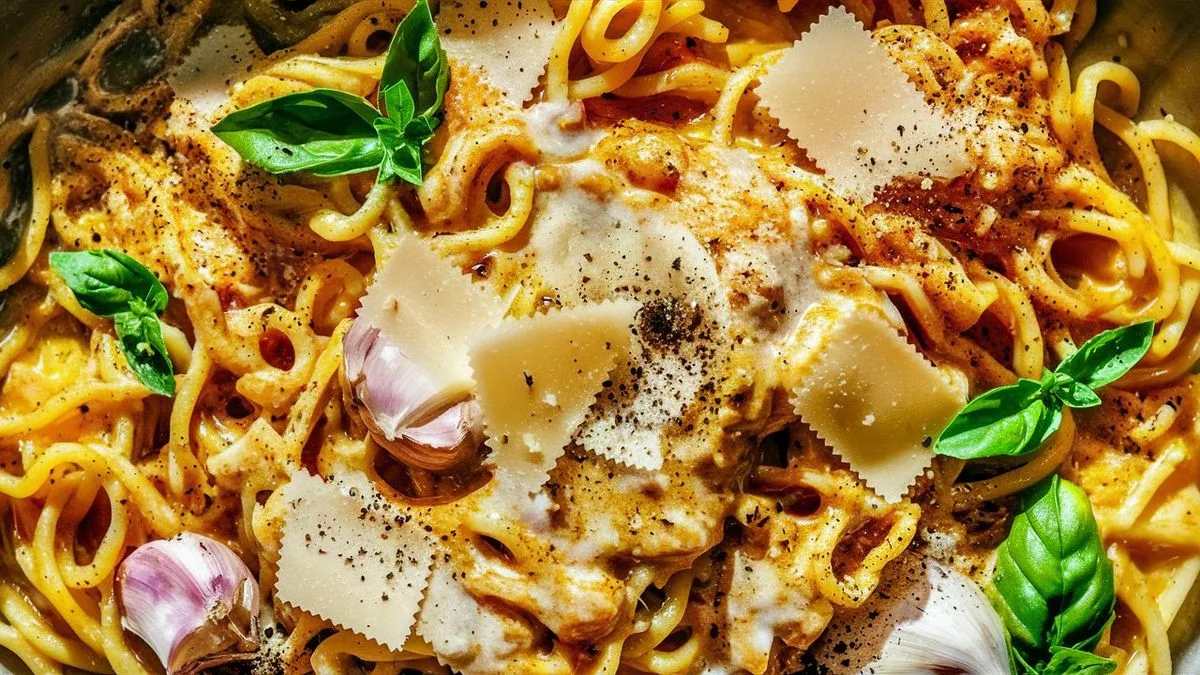 italské těstoviny se smetanovou omáčkou